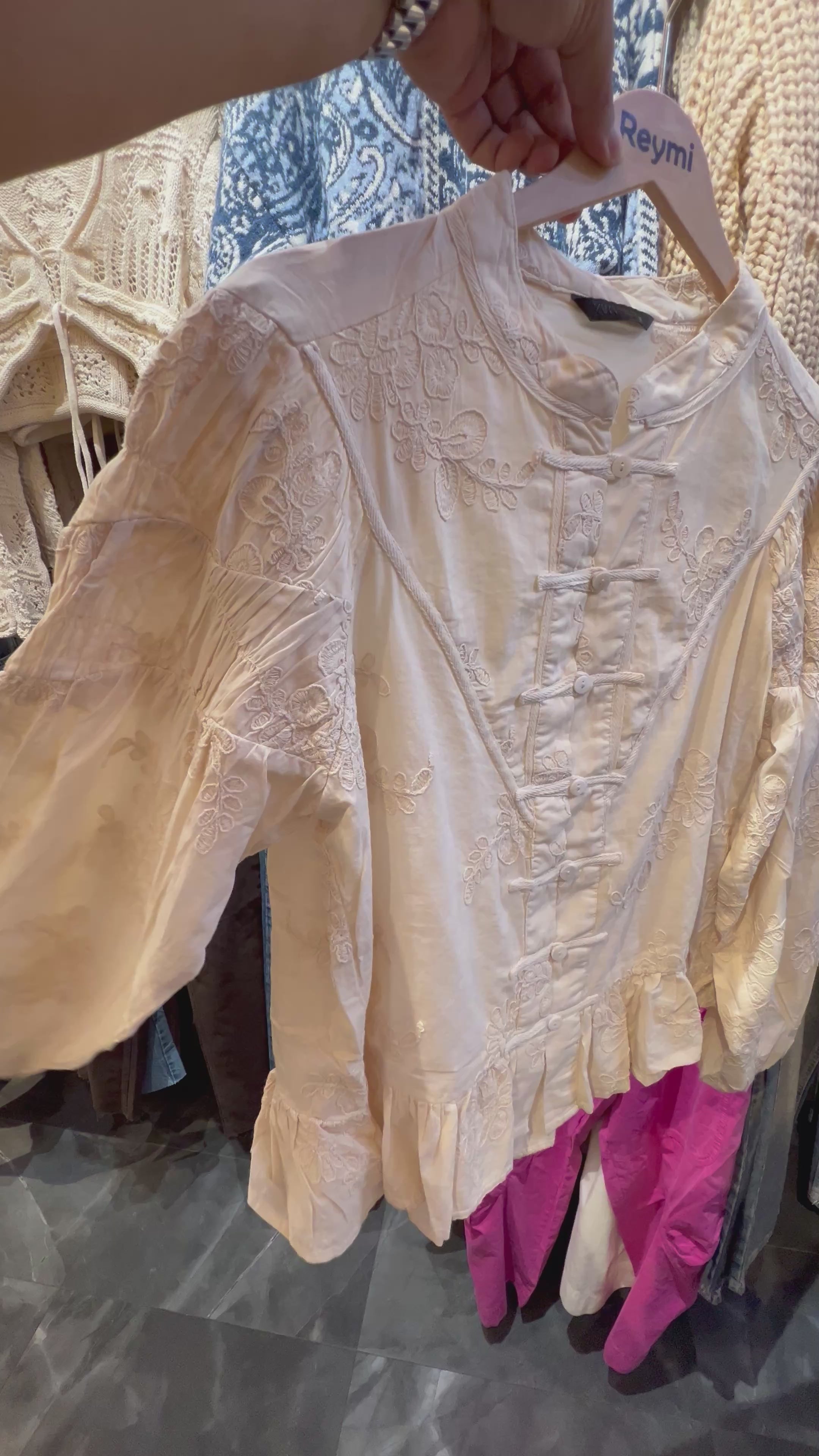 Blouse With Embroidery and Decorative Buttons