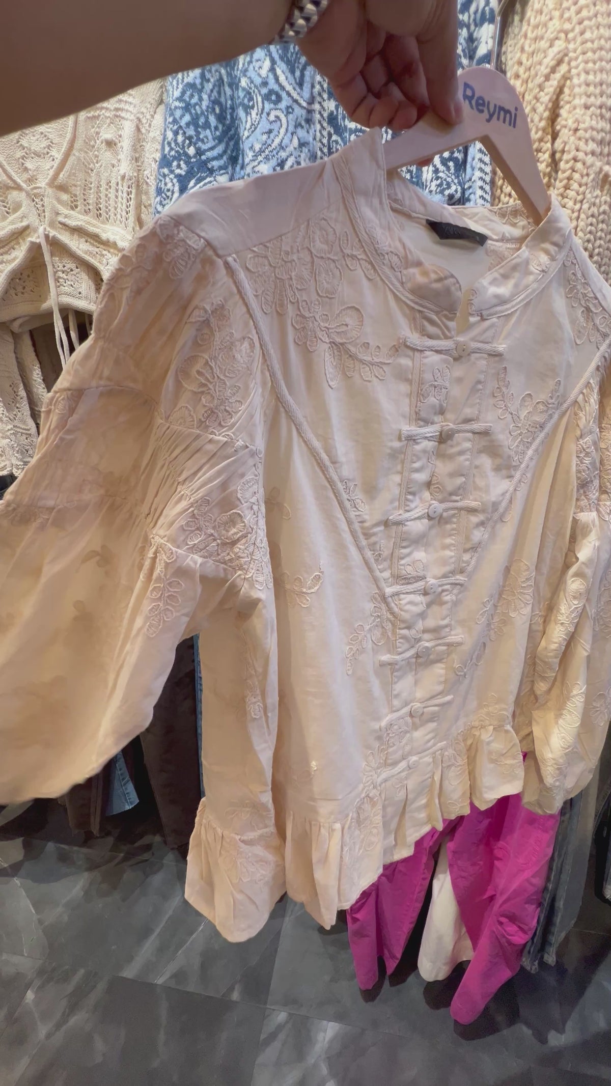 Blouse With Embroidery and Decorative Buttons